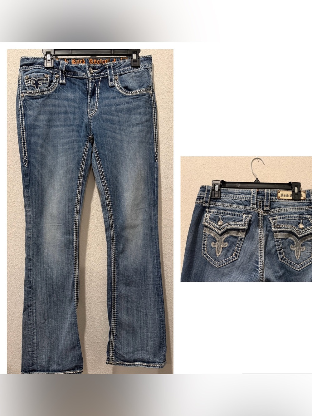 Rock Revival Kai Bootcut Jeans Women’s Size 31 Embellished Rhinestone Cowgirl